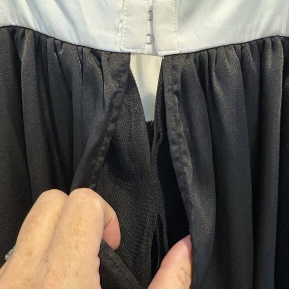 NWT Sky To Moon Mini Dress Small Black White Satin Slip Rhinestone Trim Bustier - Picture 14 of 16